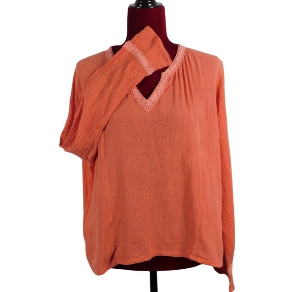 Sun River Essentials‎ Blouse V-Neck Boho Lightweight Long Sleeve Size Med A29